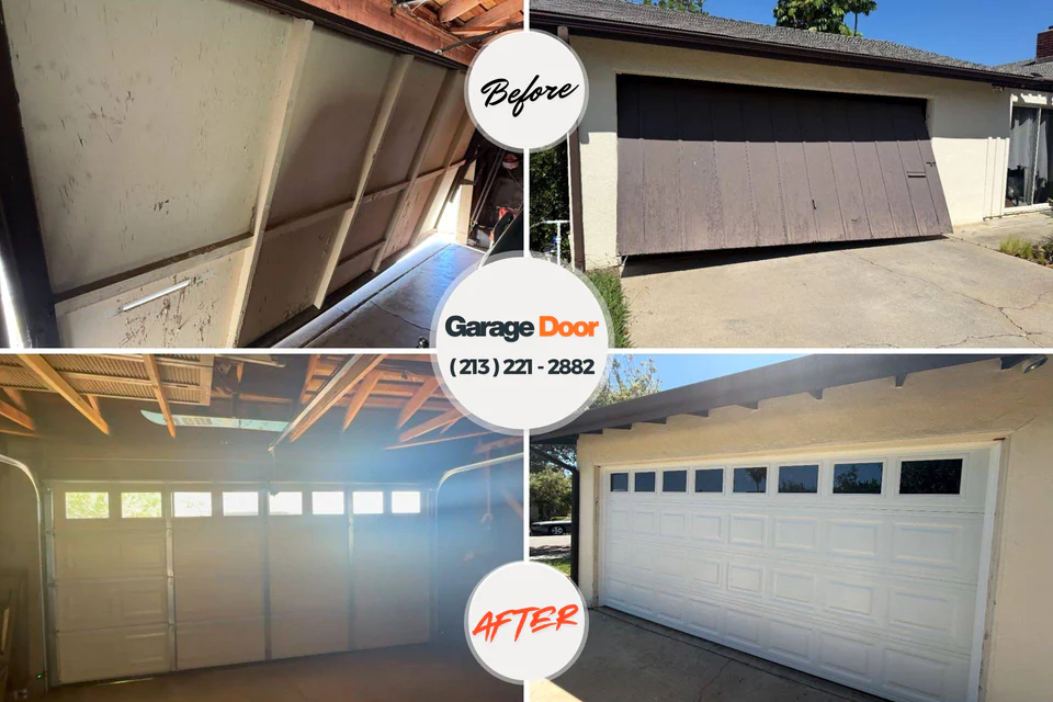Before and after: garage door repair Claymont, DE